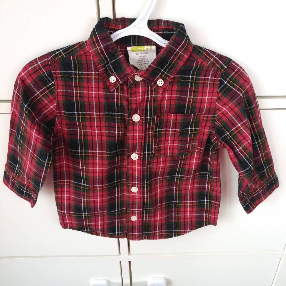 3/$20 Toddler boy plaid dress shirt 18 months
